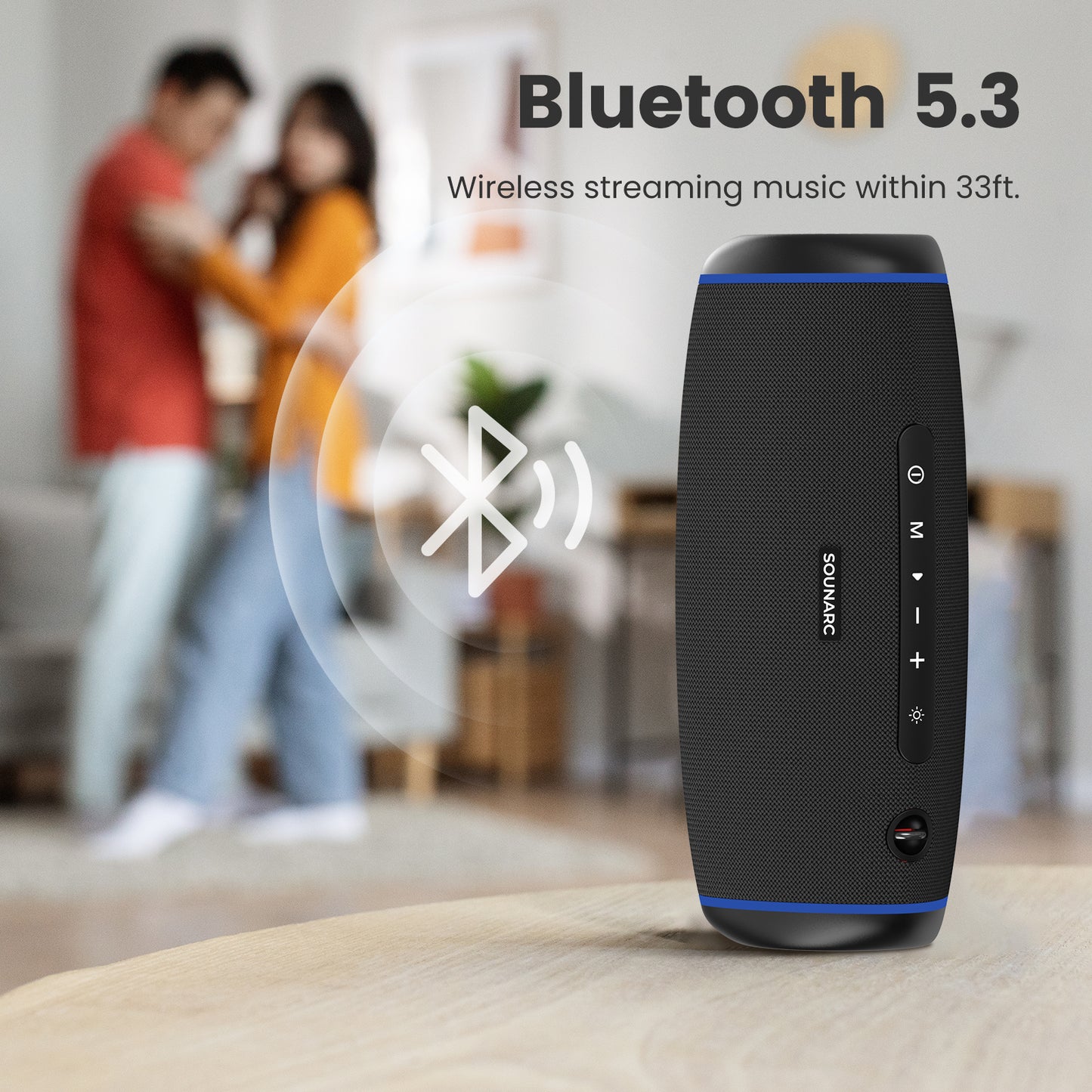 Sounarc R1 Output 40W Portable Outdoor Speaker with Bluetooth 5.3, IPX6 Waterproof, TF Card Support - Black