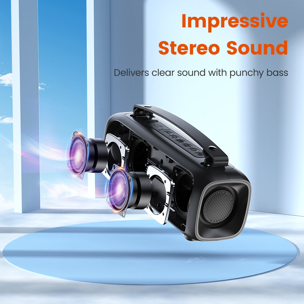SOUNARC P3 16W Bluetooth Portable Speaker with 7 Hours of Playtime, IPX4 Waterproof & AUX Port - Black