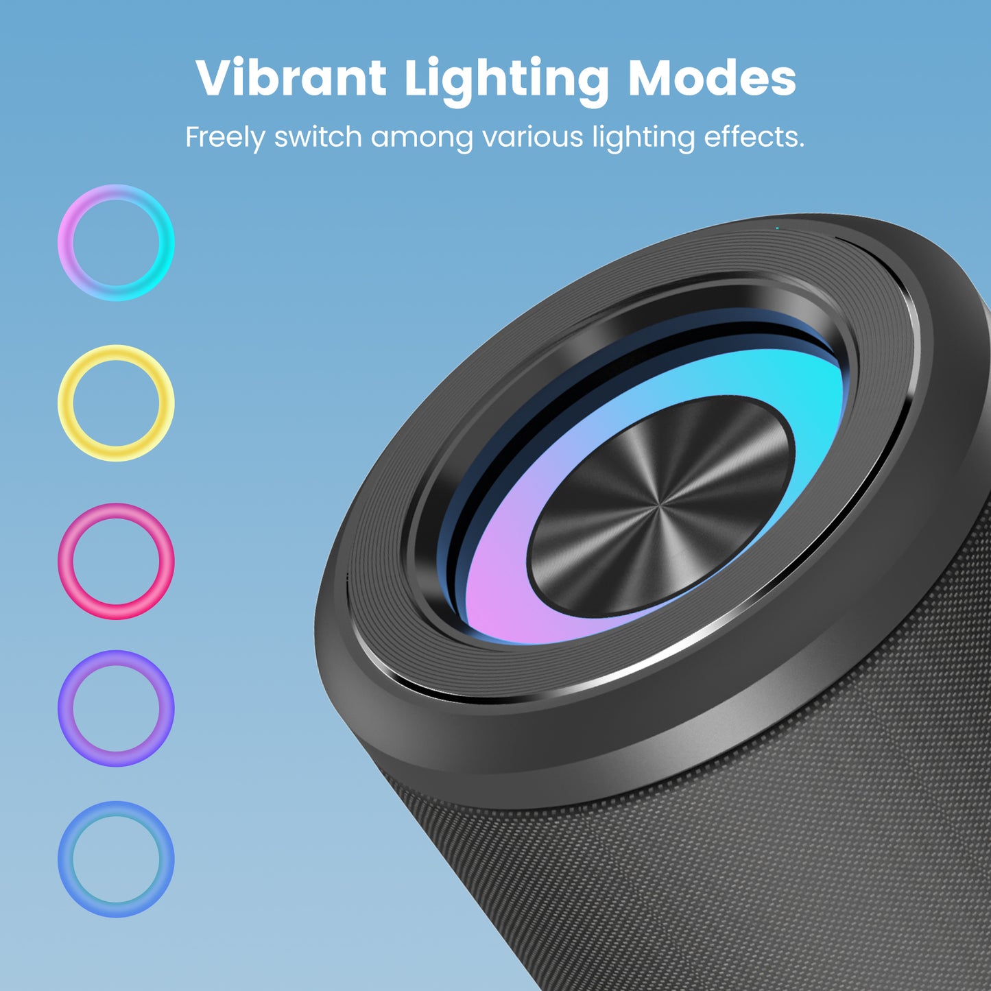 Sounarc P4 Bluetooth Portable Speaker, Stereo Pairing, Built-in 3000mAh Battery, 20W Stereo Sound, Various Lighting Modes, IPX6