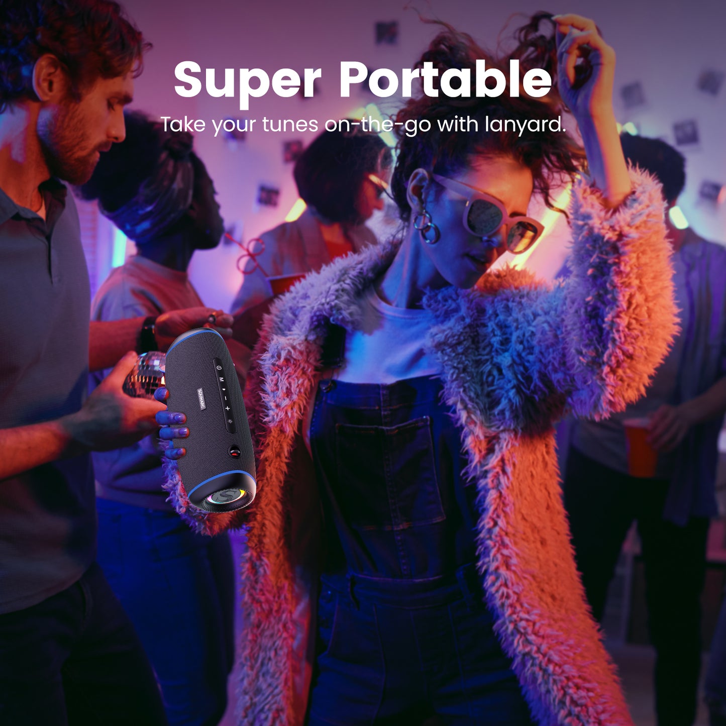 Sounarc R1 Output 40W Portable Outdoor Speaker with Bluetooth 5.3, IPX6 Waterproof, TF Card Support - Black