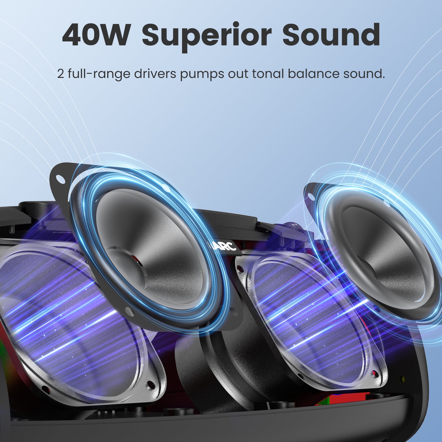 Sounarc R1 Output 40W Portable Outdoor Speaker with Bluetooth 5.3, IPX6 Waterproof, TF Card Support - Black