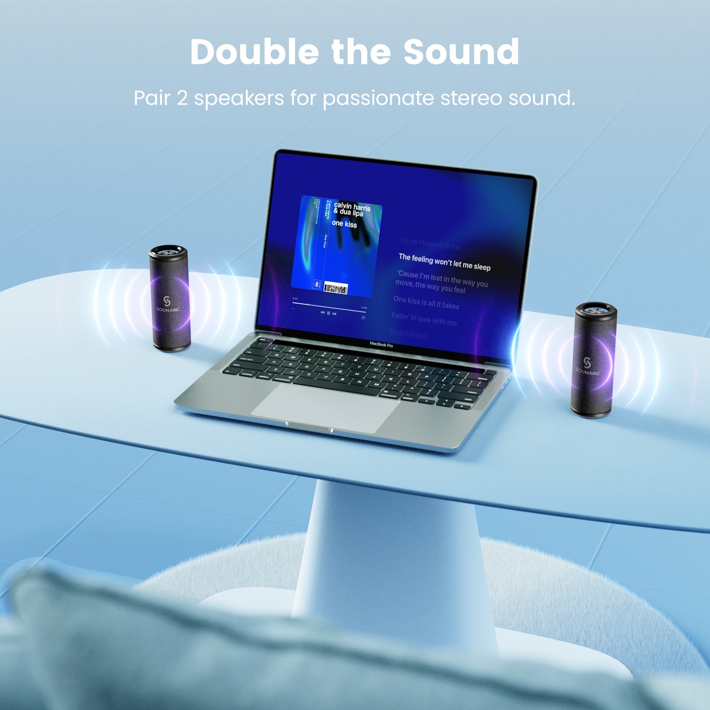 Sounarc P4 Bluetooth Portable Speaker, Stereo Pairing, Built-in 3000mAh Battery, 20W Stereo Sound, Various Lighting Modes, IPX6