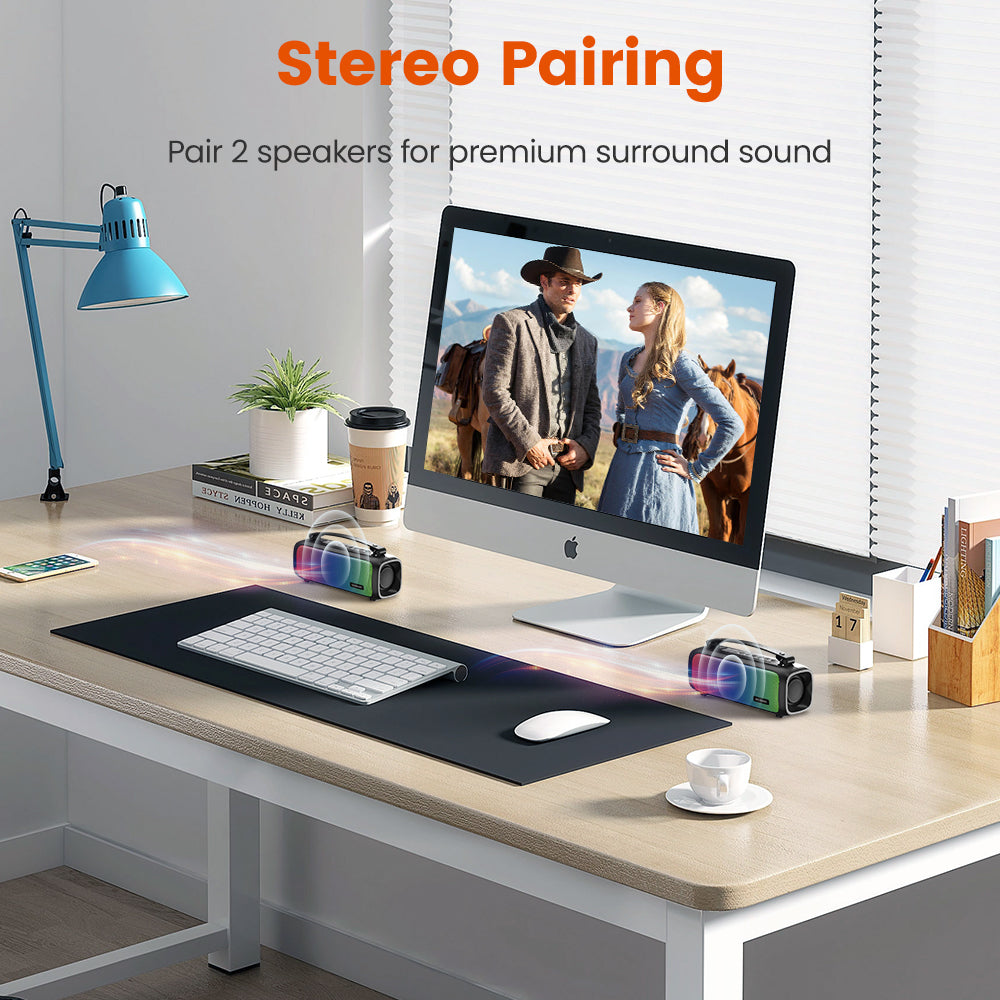 SOUNARC P3 16W Bluetooth Portable Speaker with 7 Hours of Playtime, IPX4 Waterproof & AUX Port - Black