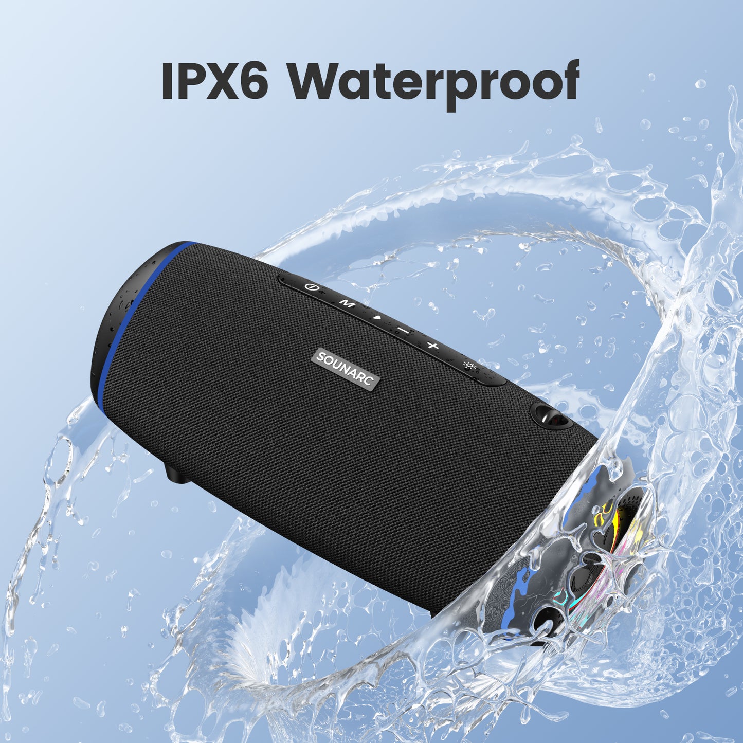 Sounarc R1 Output 40W Portable Outdoor Speaker with Bluetooth 5.3, IPX6 Waterproof, TF Card Support - Black