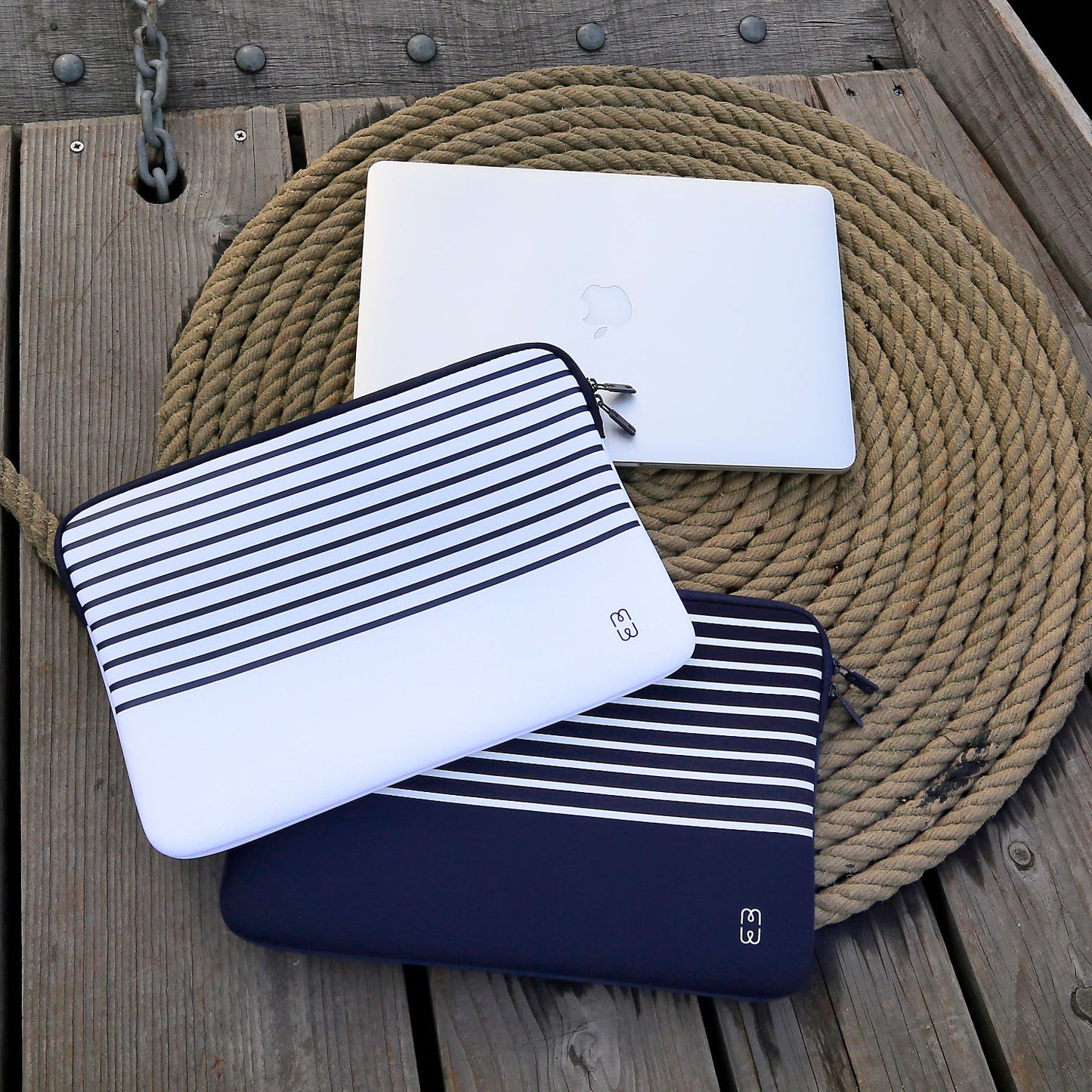 Basics ²Life Sleeve with Memory Foam for MacBook Pro 13" / MacBook Air 13" - Mariniere Blue