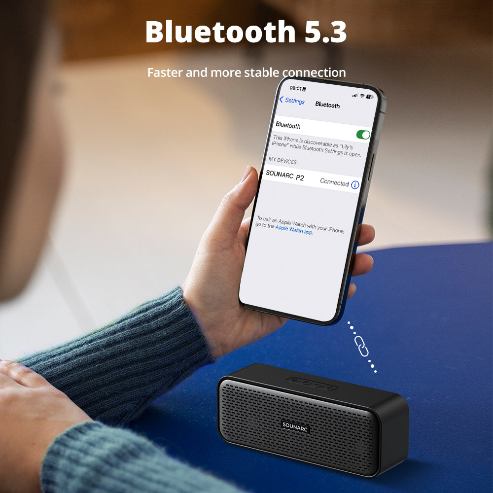 SOUNARC P2 Portable Bluetooth 5.3 Speaker, 10W Sound, Stereo Pairing, APP Control, TF Card & U-Disk Up to 15 Hours of Playtime