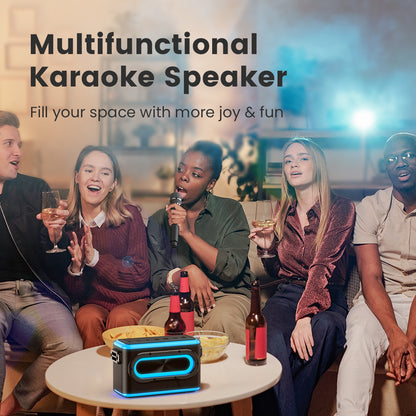 Sounarc A1 80W Karaoke Party Speaker with 2 Full Range Speakers, 2 Wireless Microphones Included - Black