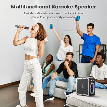 Sounarc A3 pro 160W Karaoke Party Speaker with 4 Driver Units, Guitar Input, Live Streaming & IPX6 Waterproof - Black