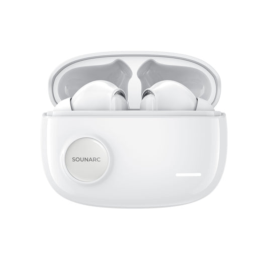 Sounarc Q2 Earbuds Hybrid Dual Driver TWS Wireless Earphones with Bluetooth 5.3, One Key Recovery, 32 Hours Playtime – White